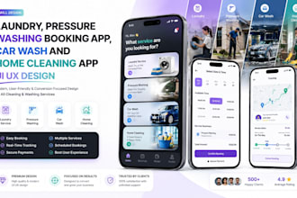 do laundry, pressure washing booking app, car wash and home cleaning app UI UX