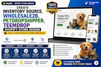 create inventory source wholesale2b petdropshipper teemdrop shopify store design