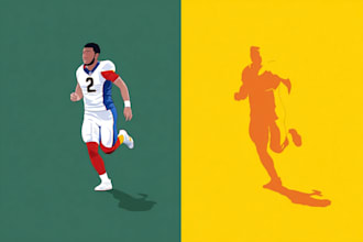 draw minimalist illustration football or other sports player