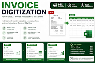 perform invoice data entry, invoice processing and digitization