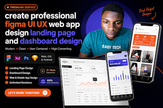 create professional figma UI UX web app design landing page and dashboard design