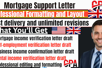 draft cpa letter for self employed income verification and mortgage