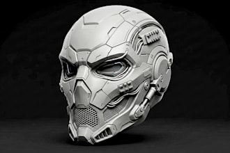 sculpt 3d mask, 3d helmet, cosplay armor, anime mask, and weapon for 3d printing