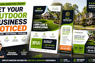 design lawn care flyers, plumbing flyer, door hangers and eddm postcards