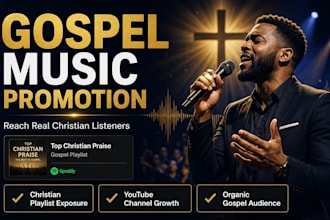 do gospel music promotion and channel growth on a leading christian playlist