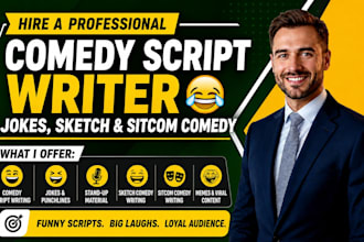 write and edit a comedy script, sitcom, sketch, or standup comedy screenplay