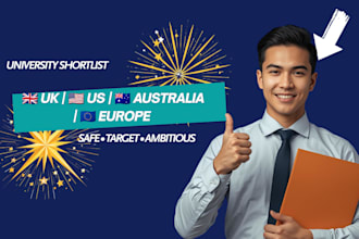 create category based university shortlists for US, UK, aus