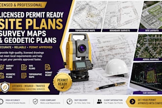 draw boundary survey topographic survey and licensed permit site plans