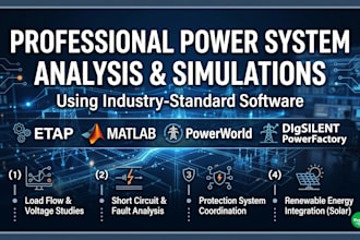 work with matlab etap powerworld digsilent psse or pscad for power system
