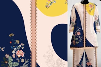 design fabric print for suit dupatta and garment panels