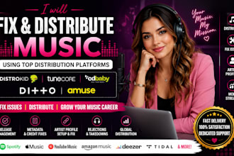 fix and distribute music using distrokid, tunecore, cd baby, ditto, amuse
