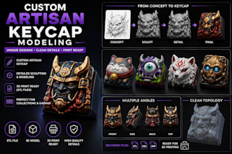create custom artisan keycap models, sculpted keycaps and 3d stl files