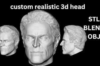 sculpt custom 3d portrait head, face model and stl for printing