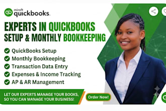 setup quickooks monthly bookkeeping transaction data entry expenses income ap ar