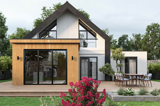 render proposed house 2d plan, home extension design, external facade renovation