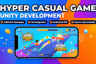 develop a complete unity hyper casual mobile game with ads