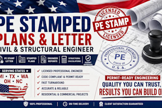 licensed civil structural engineer pe stamp wa ca tx mi city permit patio permit