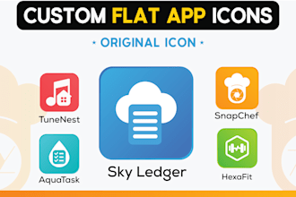 design custom flat icons, app icons, web icons and logo icon