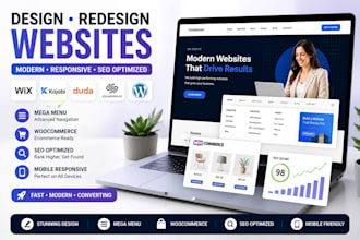 design redesign wix kajabi duda squarespace wordpress mega menu woocommerce SEO