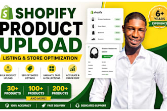 do shopify product listing, product upload and data entry