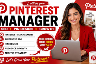 be your pinterest manger, designer, post, audience