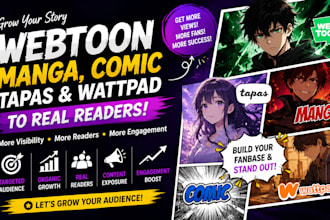 do organic webtoon, manga, comic and wattpad promotion