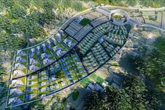design 3d large scale aerial cgi masterplan urban city layout site plan render