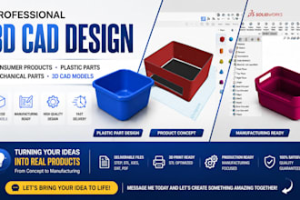 design consumer products, plastic parts, mechanical part and 3d cad models