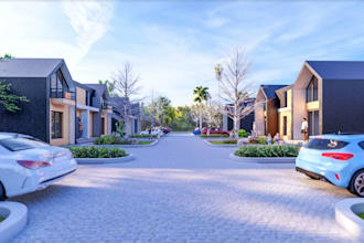 medium density public house, almhütte small home, modern victorian building, cgi