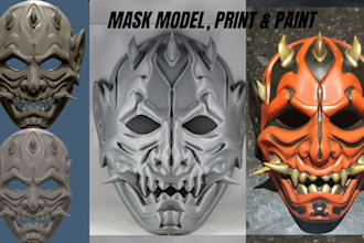 sculpt 3d mask model 3d helmet cosplay 3d mask print and paint mask stl file