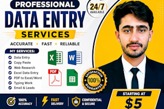 do data entry, excel, copy typing and accurate web research
