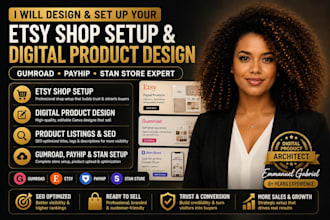 etsy digital product setup gumroad, payhip, stanstore digital product etsy seo