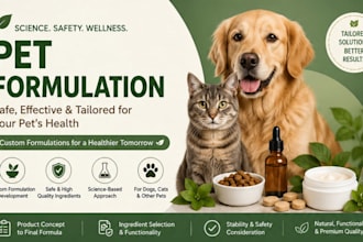 develop custom pet food and pet supplement formulations