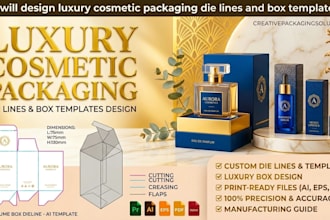 design luxury cosmetic packaging die lines and box templates