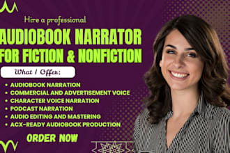 be your romantasy audiobook narrator, female voiceover for amazon acx, audible
