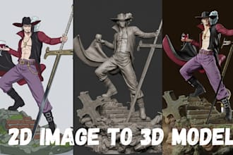 convert 2d to 3d model image sketch to 3d character figurine stl for 3d printing