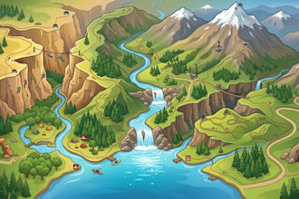create illustrated vector map, adventure maps, park layout and resort map design
