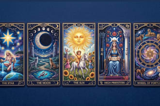 design custom tarot card oracle card playing card and mystical card deck artwork
