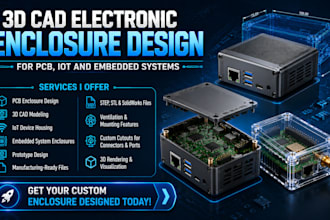 do custom 3d cad electronic enclosure design for pcb, iot and  embedded systems