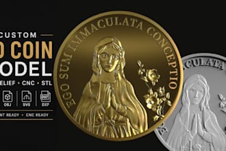 sculpt 3d coin model bas relief cnc challenge coin medallion stl for 3d printing
