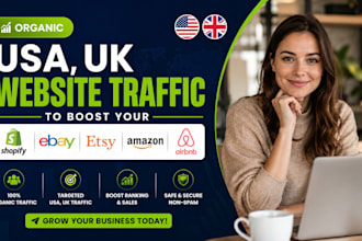 organic USA,UK website traffic to boost shopify ebay etsy amazon airbnb