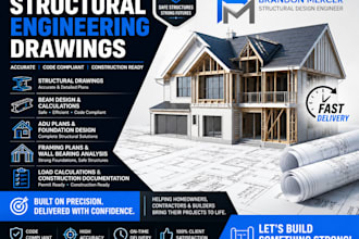 provide structural engineering drawings beam and load calculations