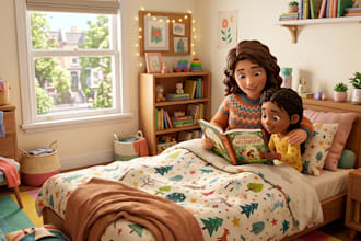 create whimsical children story book illustration and book art