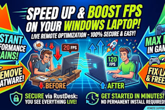 optimize and speed up your slow windows laptop or pc via remote support