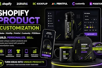 customize zakeke product, shopify, kickflip customizer, printful,customily
