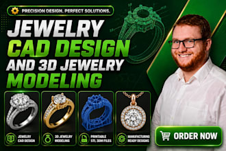 create jewelry cad design, 3d jewelry modeling and printable stl, 3dm files