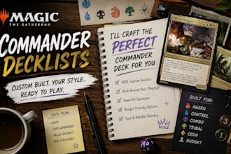 build any  card magic the gathering commander edh decklist for you