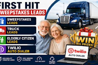 first hit sweepstak leads, truck leads, elderly citizen lead, twilio auto dialer