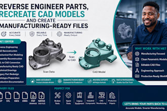 reverse engineer parts, recreate cad models and create manufacturing ready files