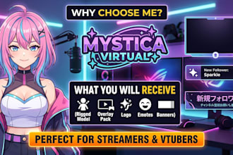 design complete vtuber brand package, logo, stream overlay, and setup